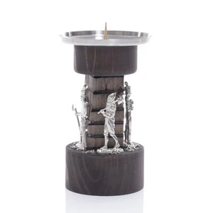 Kerzenhalter Bergmänner aus Zinn dunkel BxHxT 9x14,5x9cm NEU Bergbau Kerzenlicht - Bild 1 von 3