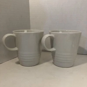 Juego de 2 tazas de café acanaladas Gibson Everyday blanco roto muy buen estado 12 OZ - Imagen 1 de 5