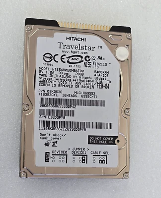 Hitachi HTS548020M9AT00  20GB Fast SSD 2.5" 44PIN IDE Drive - Image 1 of 4