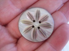 Vintage Medium 1-1/8th" Smokey Mother Of Pearl MOP Shell Sew Thru Button P349