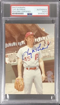 Tug McGraw Signed Photo 3x5 Baseball Philadelphia Phillies WSC Autograph PSA/DNA - Image 1 of 3