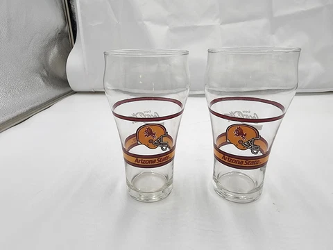 2 Vintage Coke Arizona State Sun Devils Coca-Cola Drinking Glasses Football Beer Cover