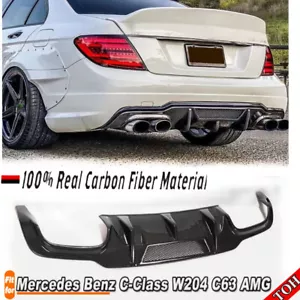 REAL CARBON Fits Mercedes Benz W204 C63AMG 2012-2018 Rear Bumper Lip Diffuser - Bild 1 von 12