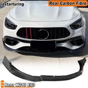 Fit For Benz W213 E63AMG 2021-2024 REAL CARBON Front Bumper Lip Spoiler Splitter - Picture 1 of 9
