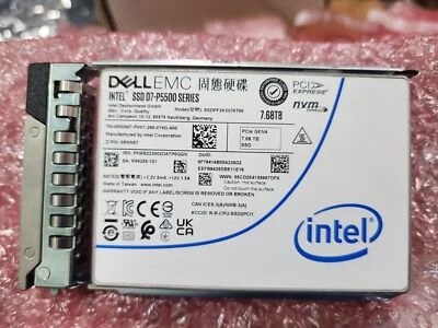 Dell VPRJF RNN67 Intel 7.68TB D7-P5500 SED NVMe PCIe U.2 2.5-in SSD - Image 1 of 3
