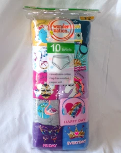 Girls Wonder Nation 10PK Cotton Briefs Underwear Size 12 Days of the Week NIP - Picture 1 of 4
