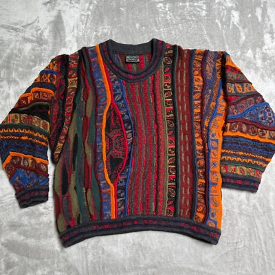 Vintage COOGI 3D Knit Sweater Mens Medium 100% Pure New Wool Australia 90s Rare - Image 1 of 4