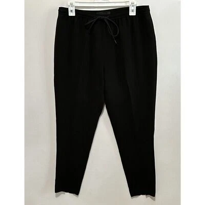 Calça Alexander Wang preta crepe cordão perna reta relaxada casual tamanho 10 - Imagem 1 de 4