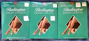 3 Vtg BURLINGTON SHEER LEGACY Tummy Control PANTYHOSE, Extra Long - Wild Rice - Picture 1 of 7