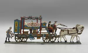 Flach Figur Zinn Große Umzug Pferde Kutsche Handbemalt Puppenstuben Zubehör - Bild 1 von 6