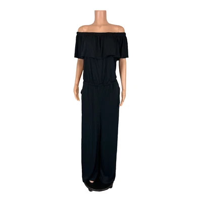 Haute Hippie Tribe Regular Jumpsuit with Front Ruffle Solid Black X-Large Size - Image 1 of 2