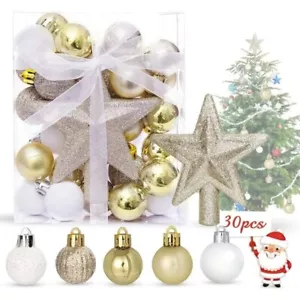 Confezione 30 Palline Natale Colore bianco Diametro 3cm Addobbi Natalizi +ganci - Foto 1 di 4