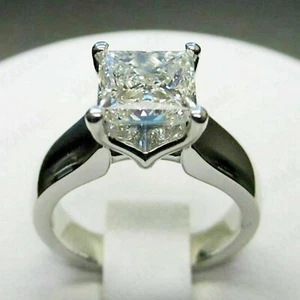 4 Ct Princess Cut Moissanite Solitaire Engagement Ring Real 925 Sterling Silver - Picture 1 of 3