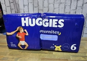 Huggies Overnites Nighttime Baby Einwegwindeln Größe 6, 42 Stück, ungeöffnet - Bild 1 von 6