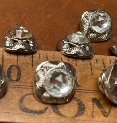 vintage crystal 1950s silver shank 5/8" glass 5pcs Czechoslovakia - Image 1 of 4