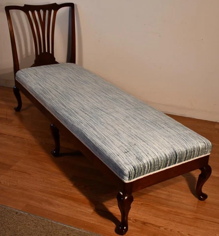 1900 Antique Queen Anne Mahogany Chaise lounge / Daybed Cover