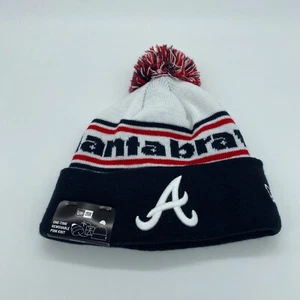 New Era Atlanta Braves MLB Winter Beanie w/ Pom Blue White Logo One Size - Picture 1 of 5