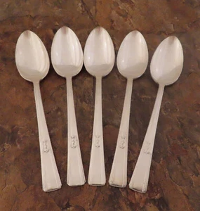 American Silver Revelation Set of 5 Teaspoons Vtg Silverplate Flatware Lot E - Picture 1 of 5