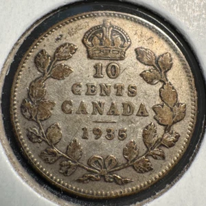 1935 CANADA SILVER 10 CENTS DIME SEMI KEY DATE NICE SHAPE! - Bild 1 von 2