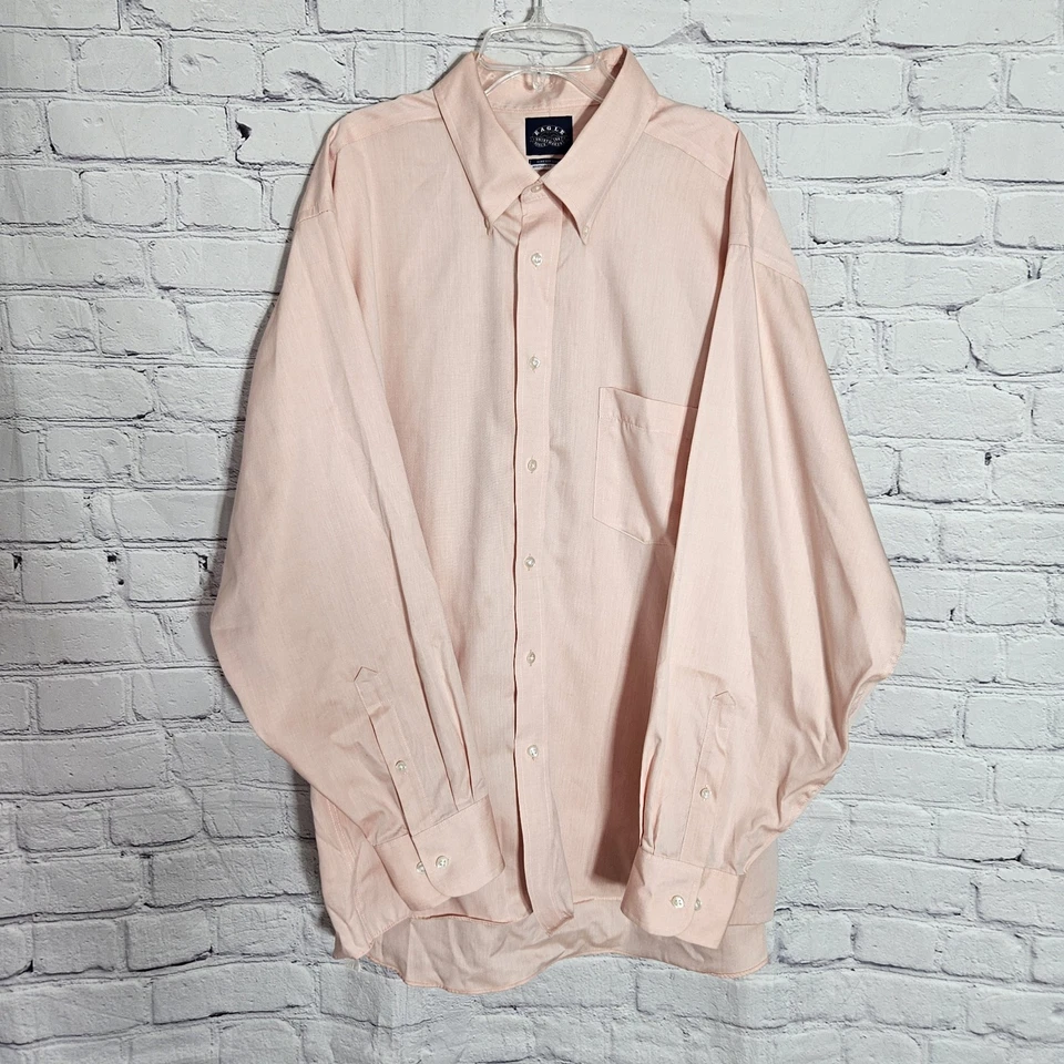 Eagle Shirtmakers Mens Size 18.5 34/35 Dress Shirt Reg Fit Pink Solid OEKO TEX - Image 1 of 4