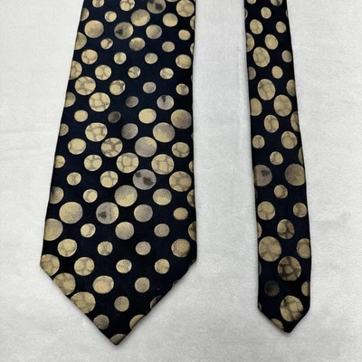 Filo AMano by Tom James 100% Silk Neck Tie Circles Blue Bronze Men's 59" - Image 1 of 4