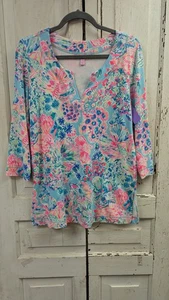 Túnica Lilly Pulitzer Justina FPS 50+ azul sereno talla pequeña - Imagen 1 de 7