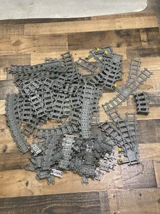 HUGE LEGO Train Track Lot 100+ PCs Curved, Straight, Switch, City Trains Flex - Picture 1 of 8