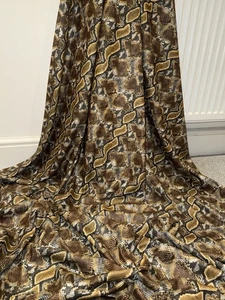 1 Meter Beige/Brown Snake Print Leatherette Fabric 58” Wide Dress,Upholstery - Picture 1 of 8