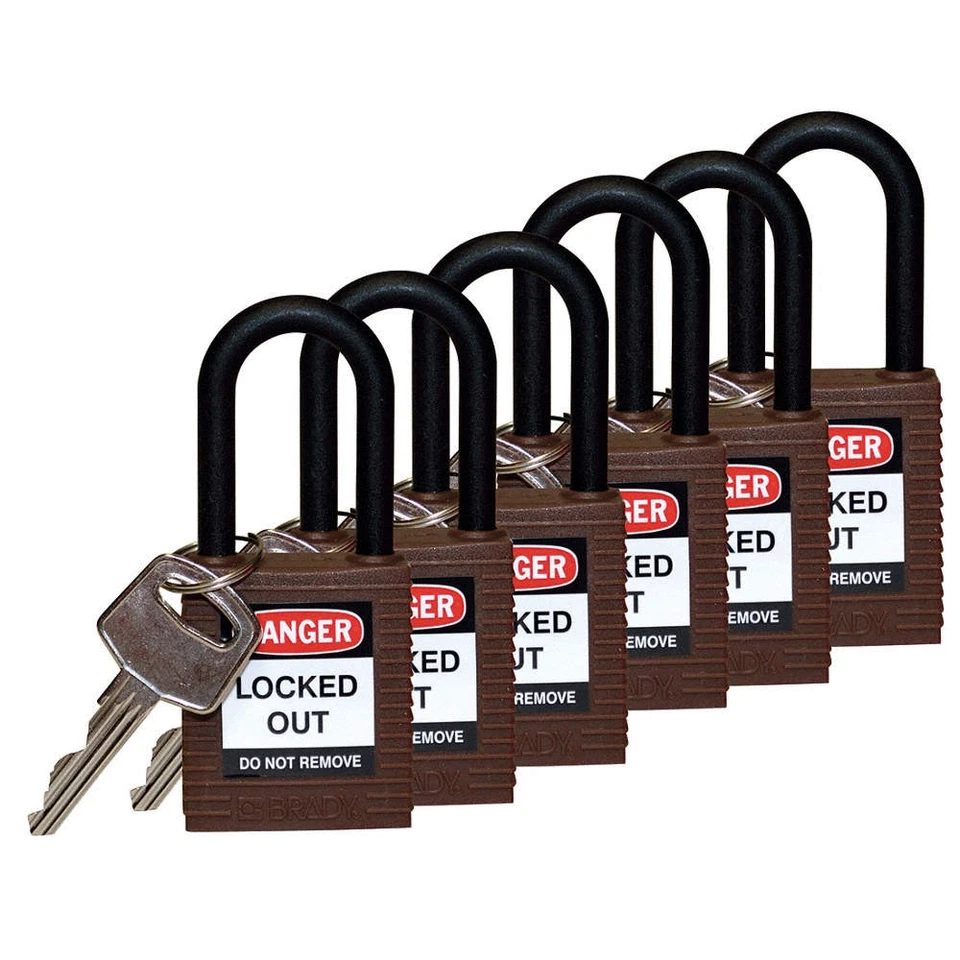 BRADY 123348 Lockout Padlock,KA,Brown,1-3/4"H,PK6 39N249 - Image 1 of 1
