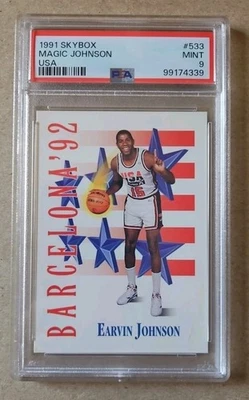 1991 SKYBOX USA #533 EARVIN MAGIC JOHNSON HOF USA DREAM TEAM PSA 9 - Image 1 of 2
