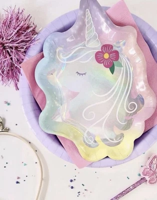 Unicorn Magical Party Supply Bundle Girl Birthday Plates Wall  Decor  Balloons - Image 1 of 4