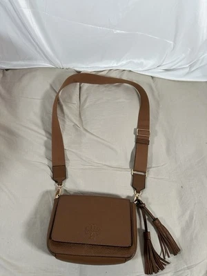 Tory Burch Thea Web Flap Crossbody Moose Brown Pre Owned - Image 1 of 4
