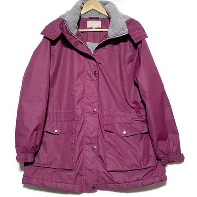 Abrigo Parka Mujer Talla 18-20 Con Capucha Borgoña Púrpura Largo Medio Foto 1 de 4