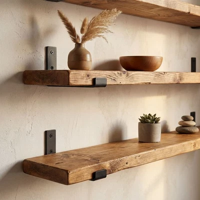 Solid Wood Scaffold Board Shelf Any Size Industrial Rustic Shelves No Brackets - Image 1 of 4