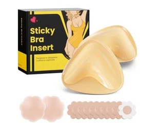 DesirTop Double Sided Sticky Bra Push Up Invisible Bras Pad Inserts (Medium) - Picture 1 of 8
