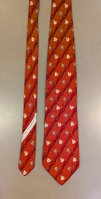 Vtg Ermenegildo Zegna Silk Necktie Red w/ Gray & White Flowers 3.9 x 60.5" - Image 1 of 4