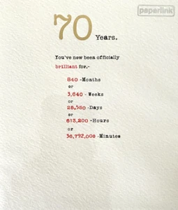 "70 Years You've Now Been Officially Brilliant for.." 70th Birthday Modern Card - Bild 1 von 6