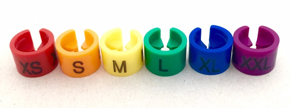 DISCOUNTSIZING.COM 600 Colored Hanger Sizer Garment Markers- XS-XXL - 100 EA Size Marker Tags