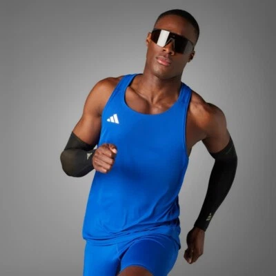 adidas Vest Top Mens Adizero Running Tank Breathable AEROREADY Blue - Image 1 of 4