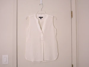 BANANA REPUBLIC Off-Whire Silk Chiffon/Satin Trim V-Neck Sleeveless Top Size XS - Picture 1 of 4