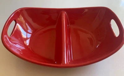 RACHAEL RAY Serverware DIVIDED SERVING Bowl Oven Safe Dish RED Bakeware 14" - Image 1 of 4