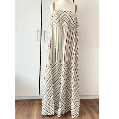 Anthropologie Plus Maeve Square Neck Striped Midi Dress Size UK 20 - Image 1 of 4