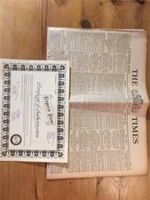 Vintage Original Times Late Edition 29 November 1939 + Certificate Authenticity
