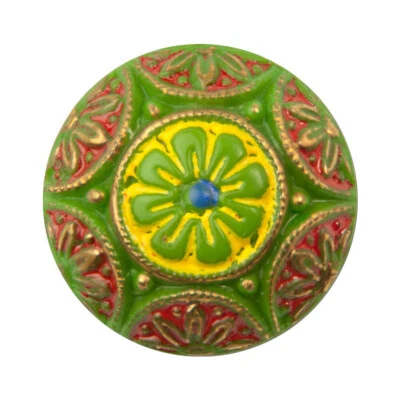 Cabujones de vidrio mosaico verde vintage con oro rojo amarillo 18 mm cab756U Foto 1 de 4
