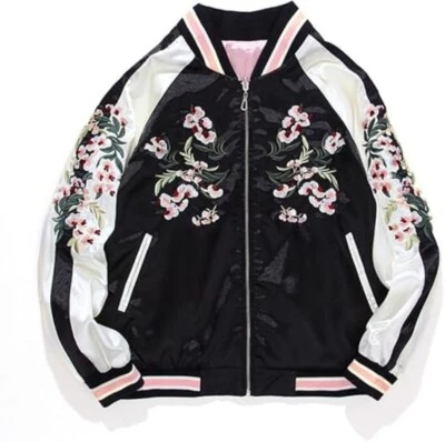 Rosesky Yokosuka Estilo Japonés Bordado Reversible Sukajan Negro/Rosa Talla S Foto 1 de 4