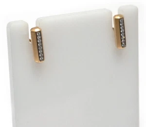 New DAVID YURMAN 11x3.6mm Lexington Stud Earrings Diamond 18K Yellow Gold - Picture 1 of 9