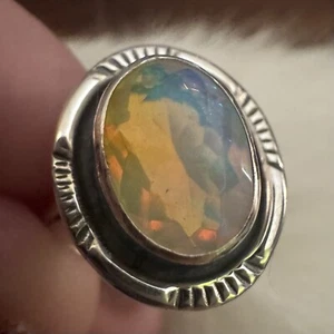 925 sterling silver ETHIOPIAN OPAL faceted southwestern ring size 6 6.5 or 7 - Picture 1 of 10
