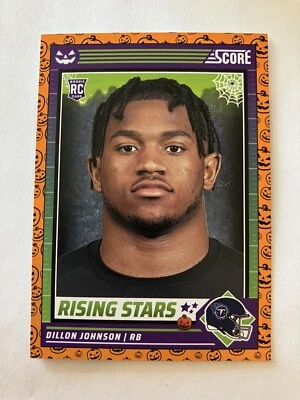 Dillon Johnson 2024 Score Halloween Rising Stars Orange Pumpkin #16 Titans RC - Image 1 of 2