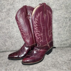 Rebelde authentische Western Burgunder Leder Cowboystiefel von J.L.S. Größe 22 - Bild 1 von 12
