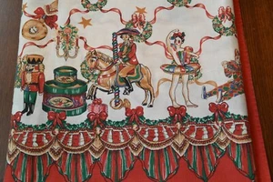 Vintage MCM Weihnachten Tischdecke Nussknacker Suite Wilton Court länglich 62x82 Urlaub - Bild 1 von 12